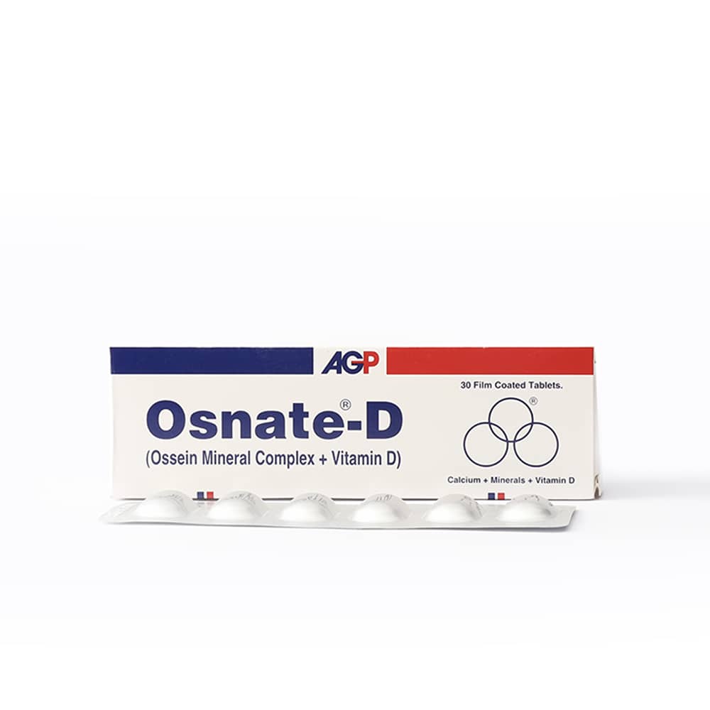 Osnate D tablets and syrup packaging displayed on a pharmacy counter in Pakistan