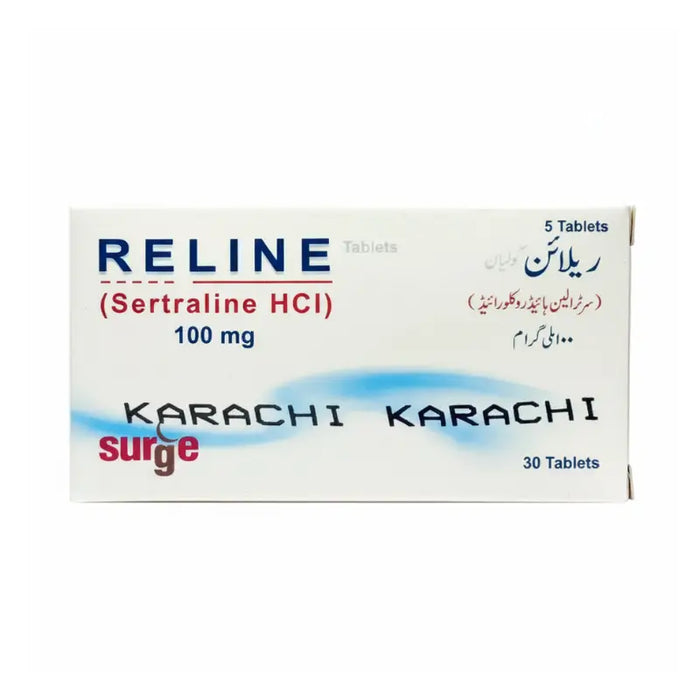 Pack of reline tablets on white background at a pharmacy counter
