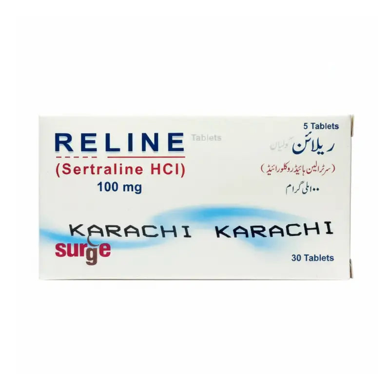 Pack of reline tablets on white background at a pharmacy counter