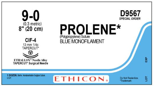 POLYPROPYLENE 9-0 12"/30CM STRAIGHT 16MM (A049PP) 1X12'S