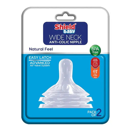 SHIELD BABY WIDE NECK NIPPLE 0M+ PACK OF 2 1S