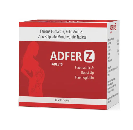 ADFER Z tablets packaging with red and white design