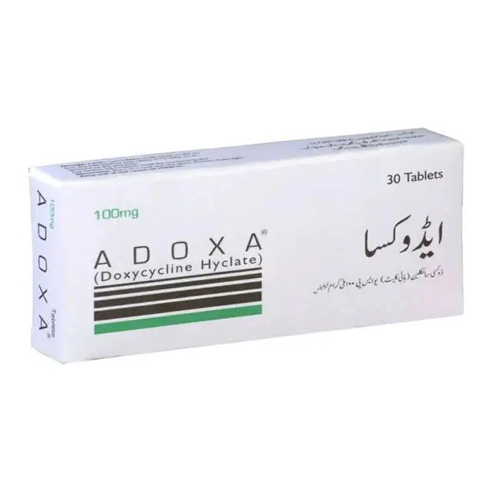 Box of Adoxa tablets with 30 count on a white background