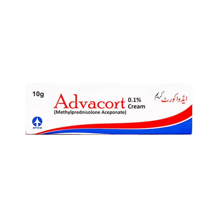Advacort cream packaging with red, white, and blue design on a white background