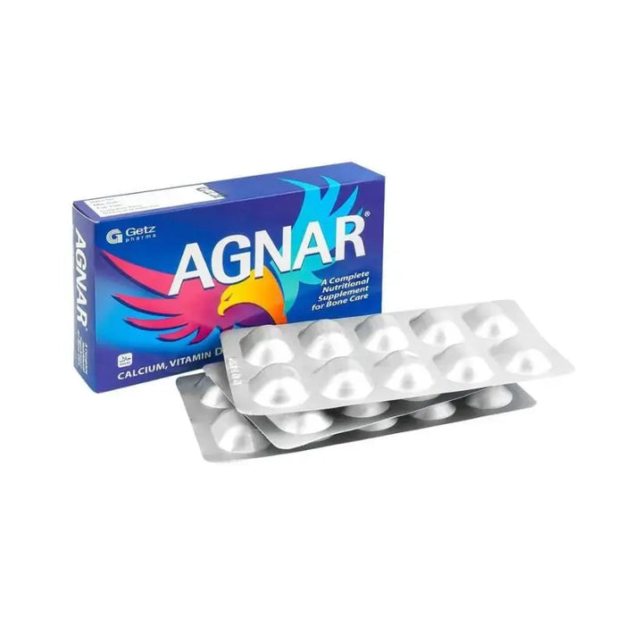 Agnar supplement packaging with tablets on a white background