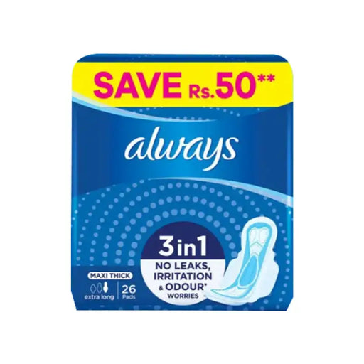 Always Maxi Thick Extra Long 10pcs offers superior protection and comfort with extra absorbency for long-lasting freshness and confidence.