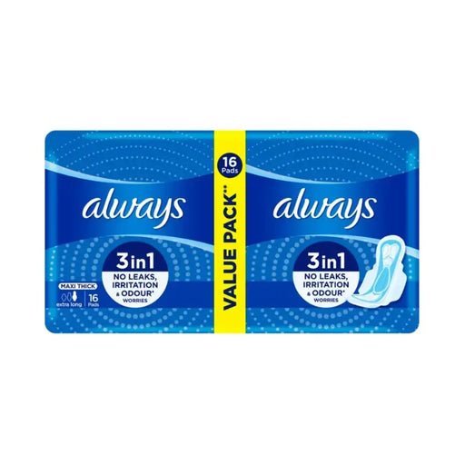 Always 3in1 sanitary pads packaging on a white background