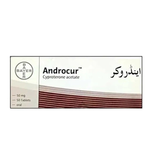 Androcur packaging with Bayer logo on a white background