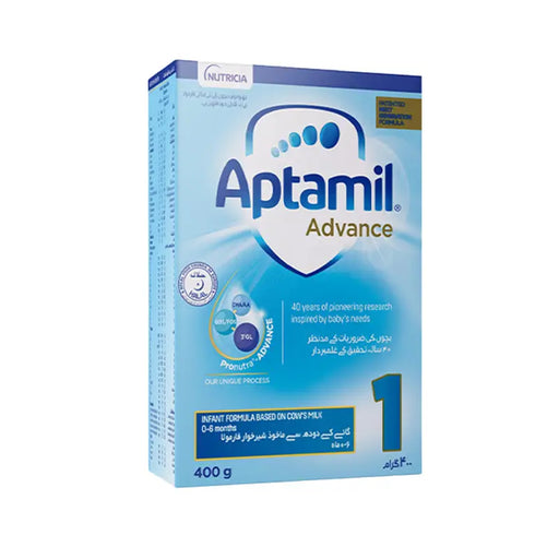 Aptamil Advance baby formula box on a white background