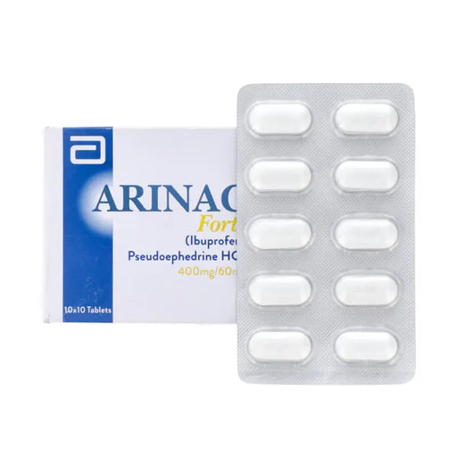 Packaging of ARINAC Forte tablets with a white background