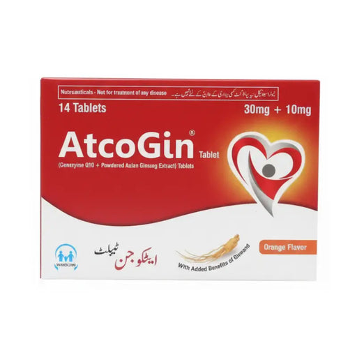 Box of AtcoGin tablets with red and white design