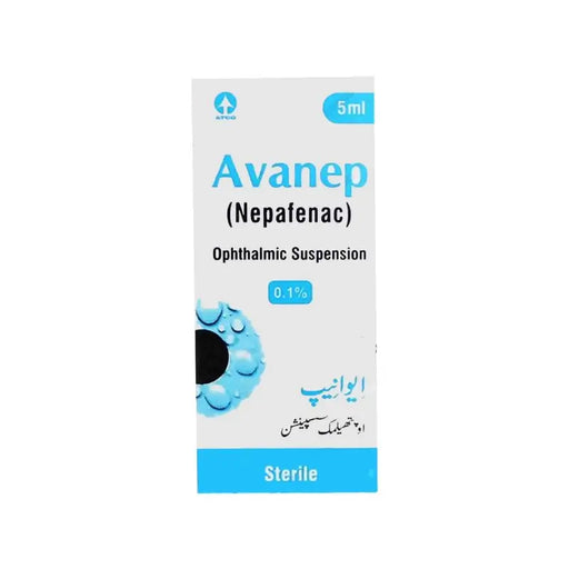 Avanep (Nepafenac) ophthalmic suspension packaging on a white background