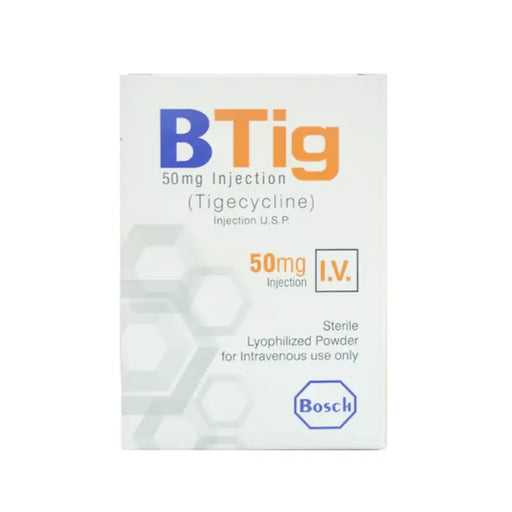 Bosch BTig 50mg Injection packaging on a white background