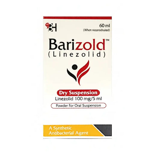 Barizold Linezolid dry suspension packaging on a white background