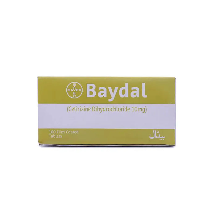 Box of Baydal medication with green and white design on a white background