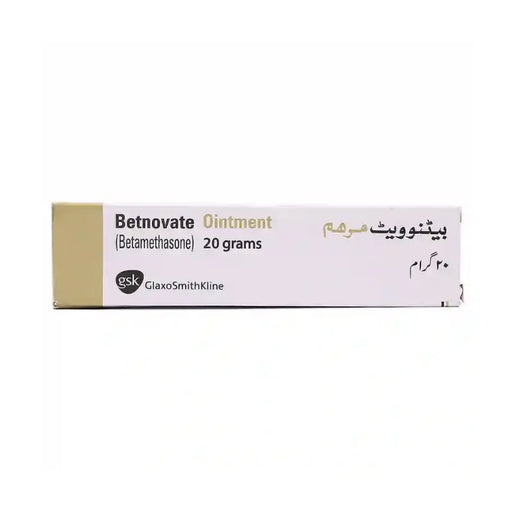 Box of Betnovate ointment with GlaxoSmithKline logo on a white background