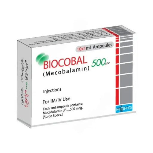 Box of Biocobal (Mecobalamin) injections on a white background