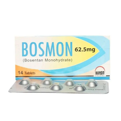 Box of Bosmon 62.5mg tablets with Hilton Pharma logo
