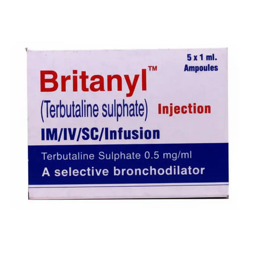 Box of Britanyl injection with red and blue text on a white background