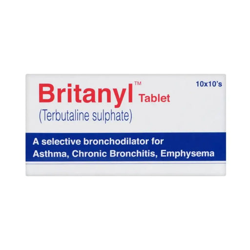 Box of Britanyl tablets on a white background
