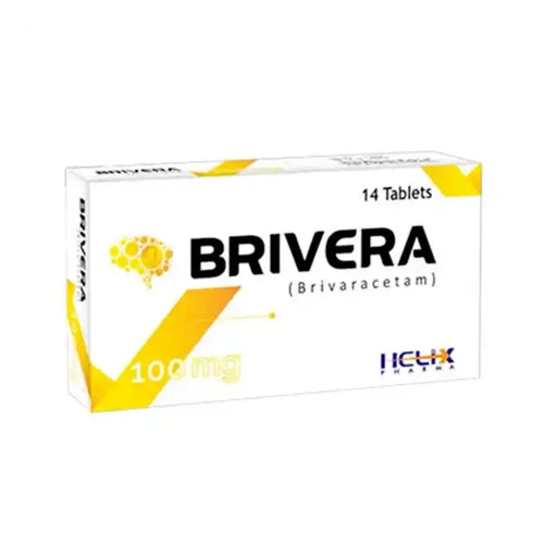 Box of Brivera tablets with 14 count on a white background