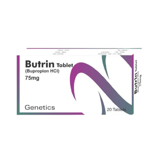 Butrin Tablet packaging with branding and product details on a white background