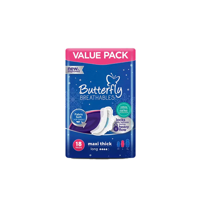 BUTTERFLY MAXI THICK V PACK L 18S - Meri Pharmacy