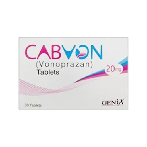 Box of Cabvon (Vonoprazan) Tablets with Genix branding on a white background