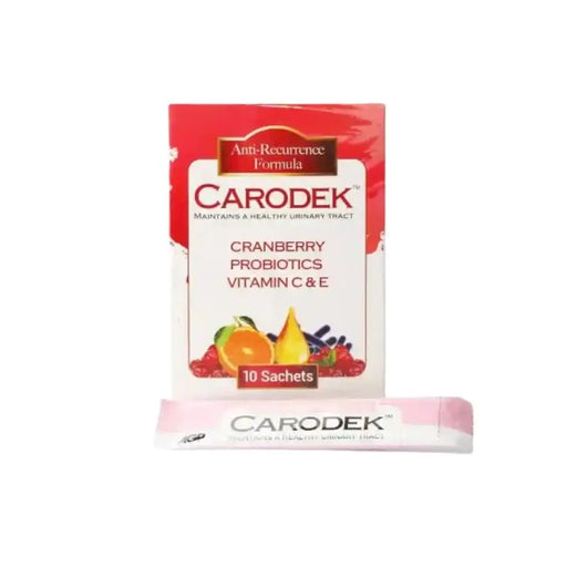 Carodek cranberry probiotics package with a white background