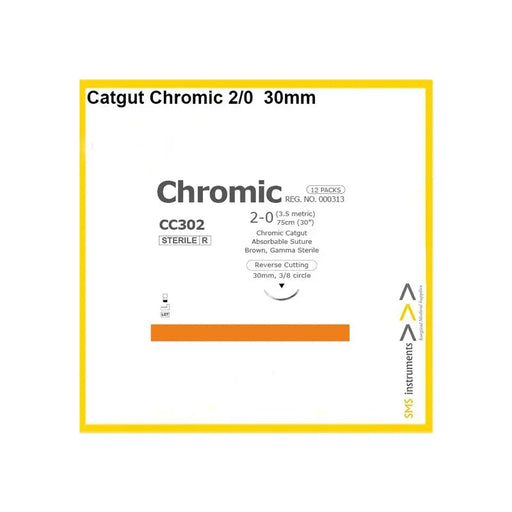 CATGUT 2/0 30MM 1/2C RB 1'S