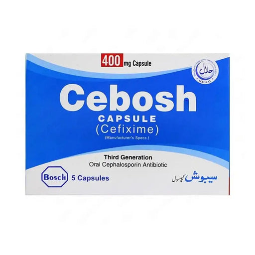 Cebosh Capsule packaging with blue and white design on a white background