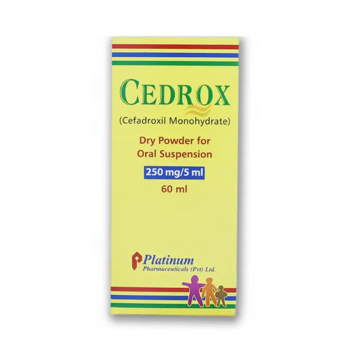 Cedrox packaging for dry powder for oral suspension on a white background
