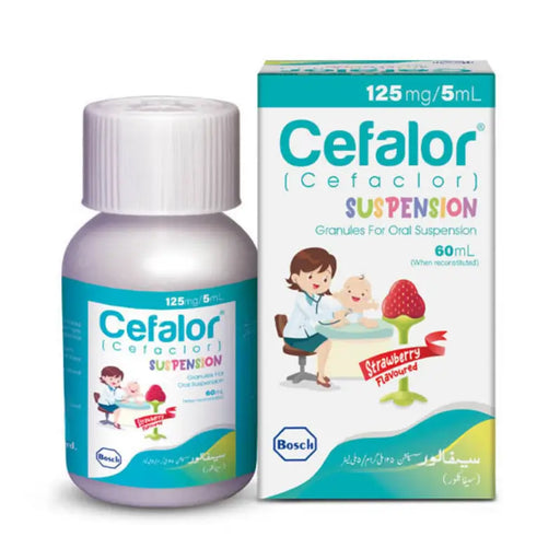 Cefalar (Cefactor) suspension bottle and packaging on a white background