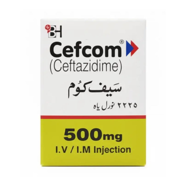 Cefcom Ceftazidime packaging with BH logo on a white background