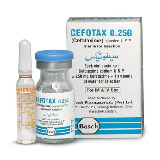 Cefotax 0.25G injection vial and packaging on a white background