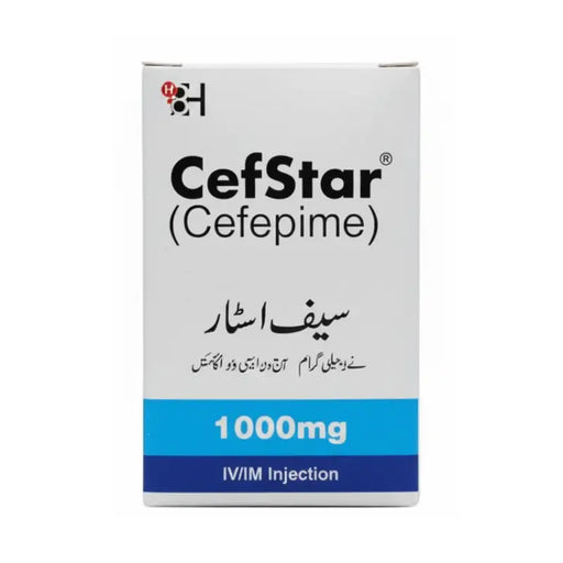 CefStar Cefepime medication box on a white background