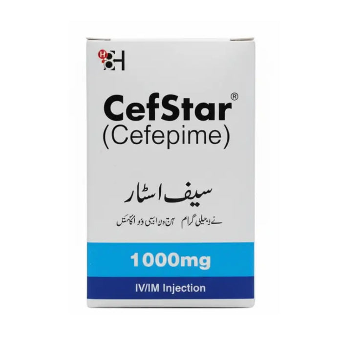 CefStar Cefepime medication box on a white background