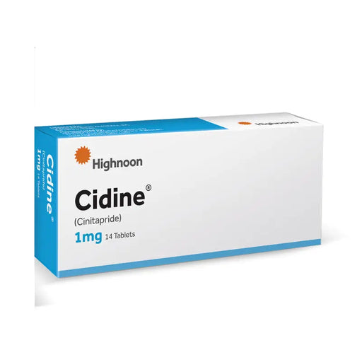 Box of Cidine tablets by Highnoon on a white background