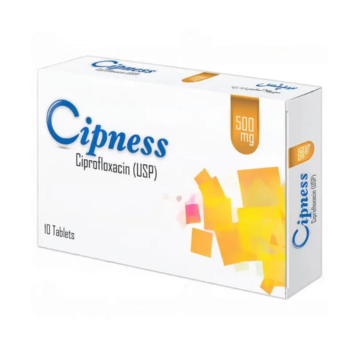 Cipness Ciprofloxacin USP packaging on a white background