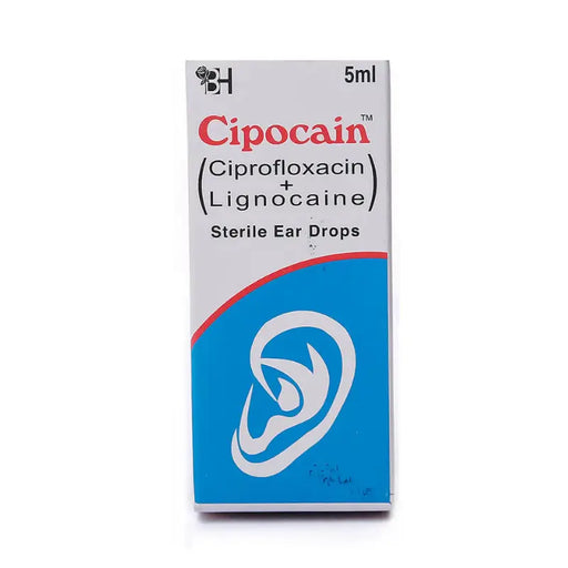 Cipocain sterile ear drops packaging on a white background