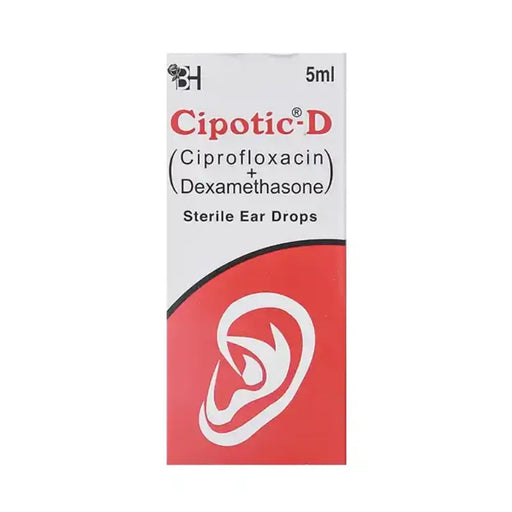 Cipotic-D sterile ear drops packaging on a white background