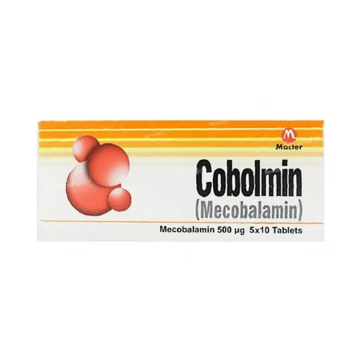 Cobolmin (Mecobalamin) tablet packaging on a white background