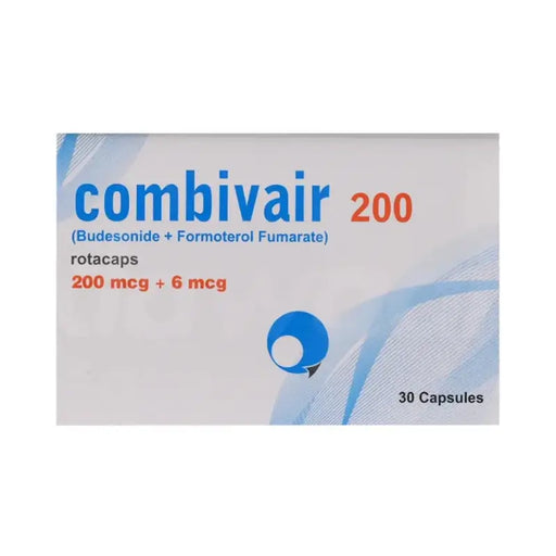 Box of Combivair 200 capsules with blue and white design