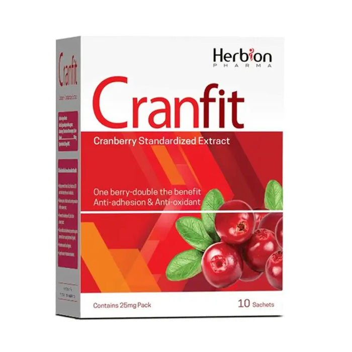 Herbion Pharma Cranfit Cranberry Standardized Extract packaging on a white background