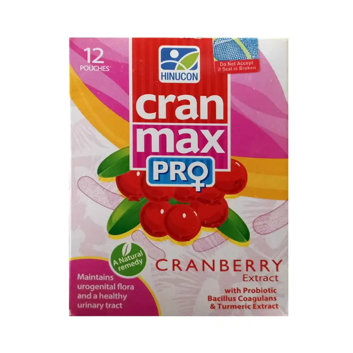 Box of Hinucon Cran Max Pro cranberry extract on a white background