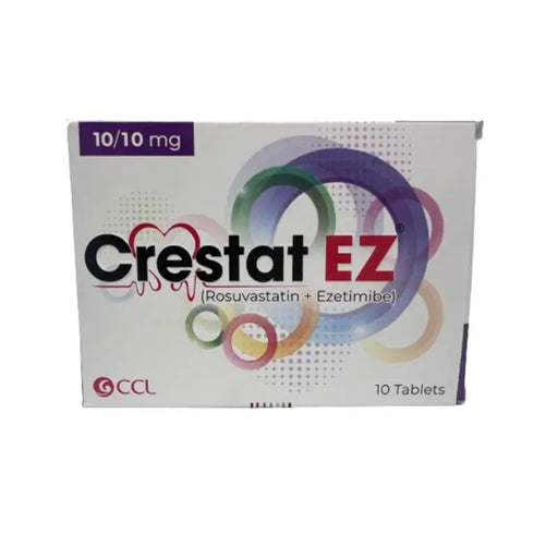 Crestat EZ medication box with colorful design on a white background