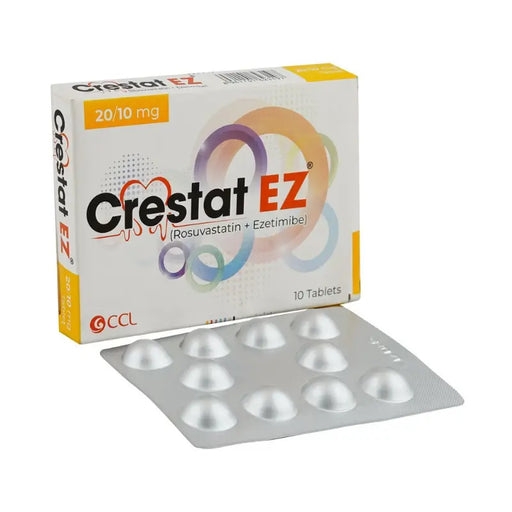 Crestat EZ medication box with tablets on a white background
