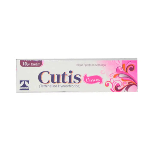 Box of Cutis Cream with a pink and white design on a white background