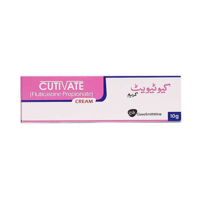 Box of Cutivate cream with GlaxoSmithKline logo on a white background