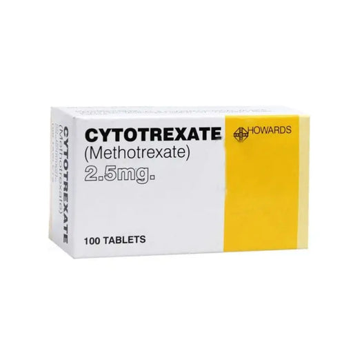 Box of Cytotrexate (Methotrexate) 2.5mg tablets with yellow and white design.